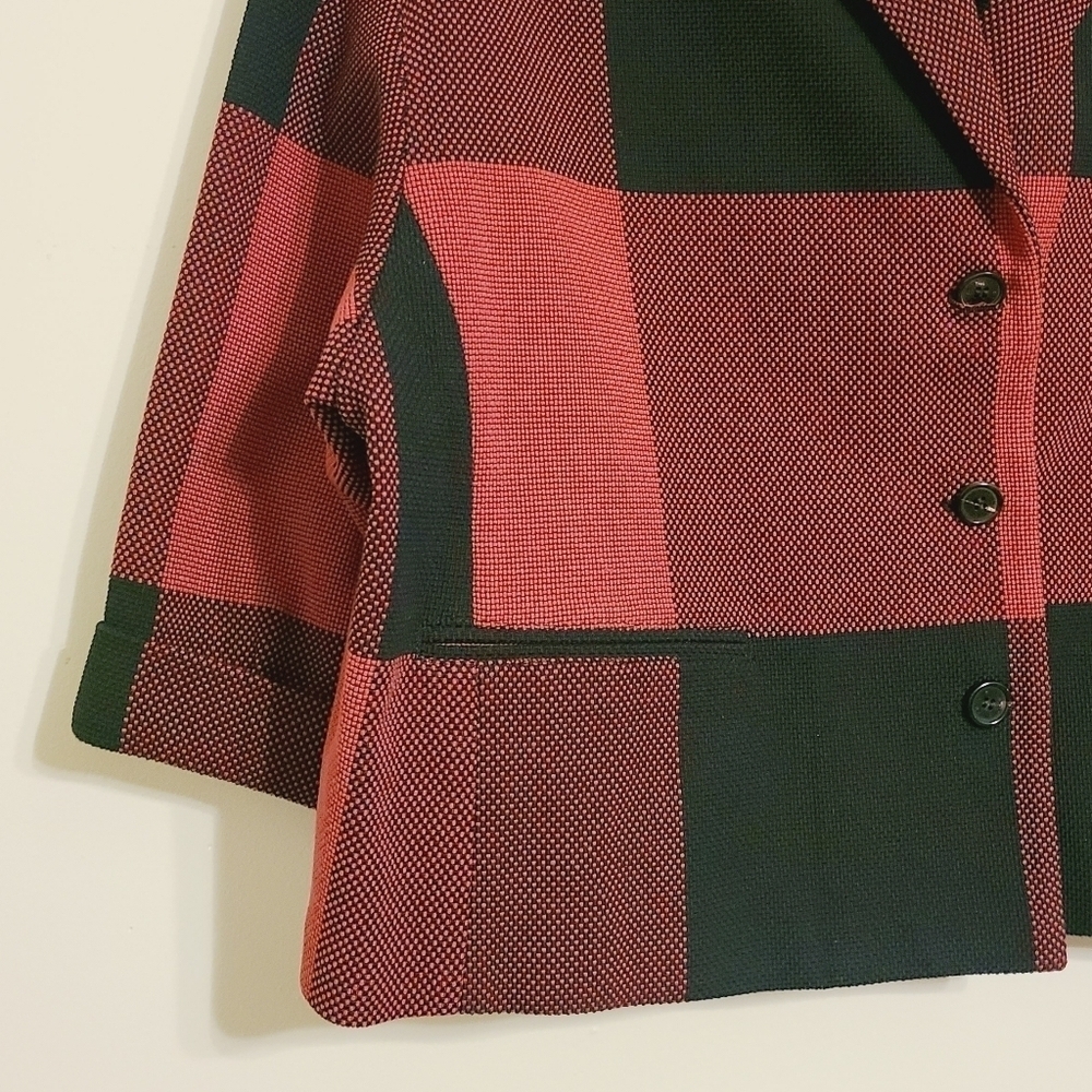 Neil Barrett | Women's Plaid Red and Black Cropped Jacket (Size Large) - Picture 2 of 13